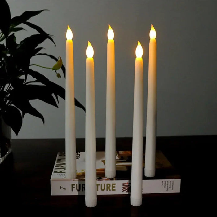 Enagua Mart 8pcs Long LED Flameless Candles - Battery Powered Flickering Decorative Candle Lights