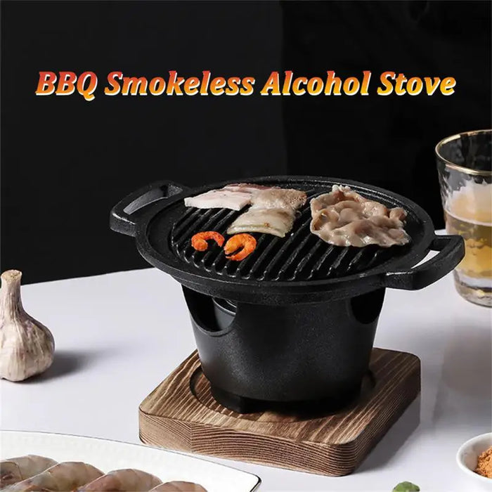 Enagua Mart Creative Japanese Style One-Person Cooking Oven - Mini Alcohol Stove with Wooden Frame for Korean BBQ and Home Use