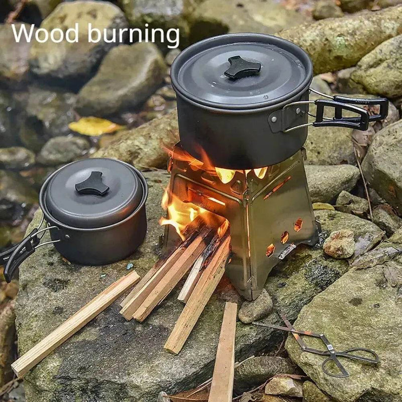 Enagua Mart Portable Camping Wood Stove - Lightweight Folding Firewood Stove for Outdoor Cooking, Hiking, and BBQ - Enagua Mart