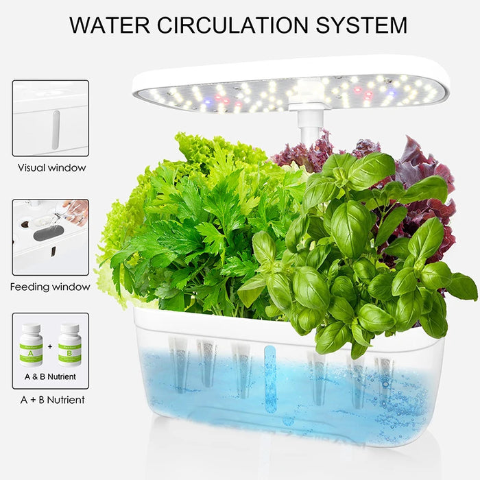 Enagua Mart 6 Plants Indoor Hydroponics System - Herb Planting Pot with LED Plant Lamp