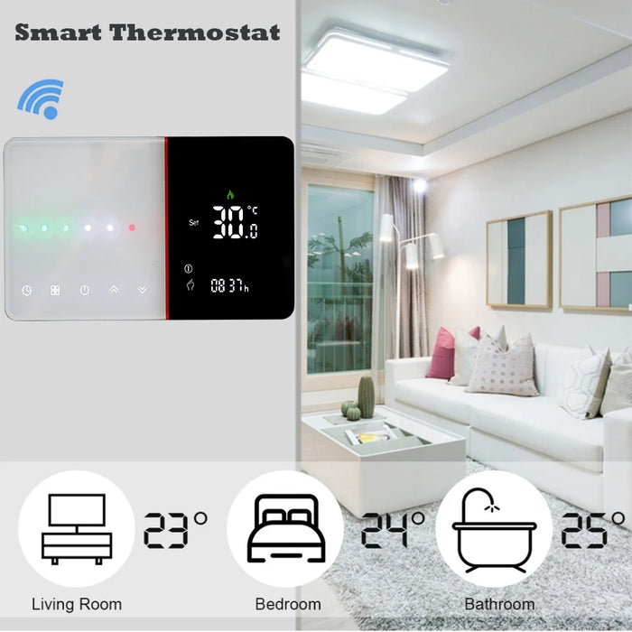 Enagua Mart Qiumi Smart WiFi Thermostat - Temperature Controller for Water Floor Heating and Gas Boilers, Works with Alexa and Google Home