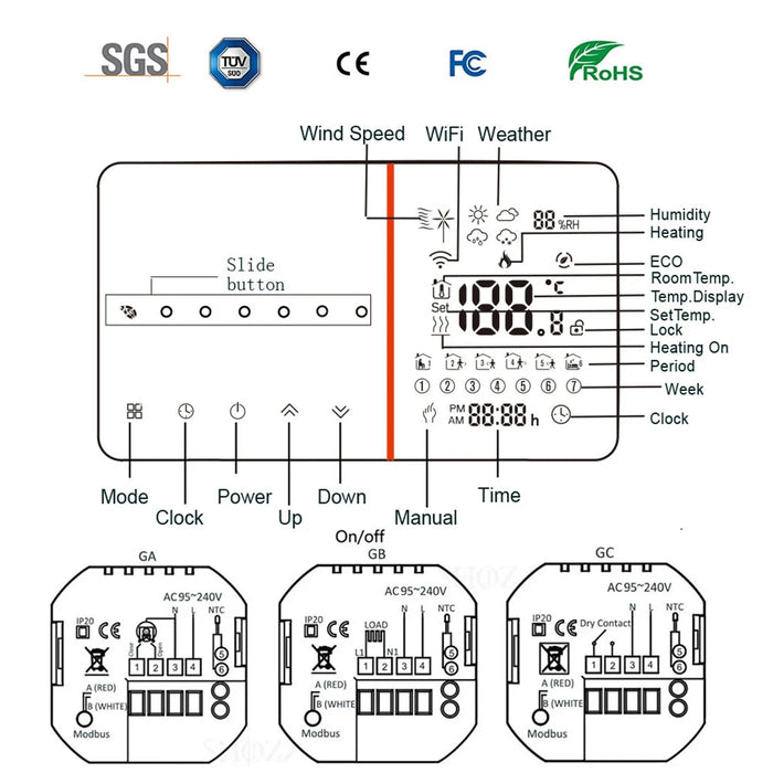 Enagua Mart Qiumi Smart WiFi Thermostat - Temperature Controller for Water Floor Heating and Gas Boilers, Works with Alexa and Google Home