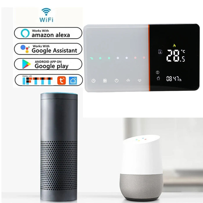 Enagua Mart Qiumi Smart WiFi Thermostat - Temperature Controller for Water Floor Heating and Gas Boilers, Works with Alexa and Google Home