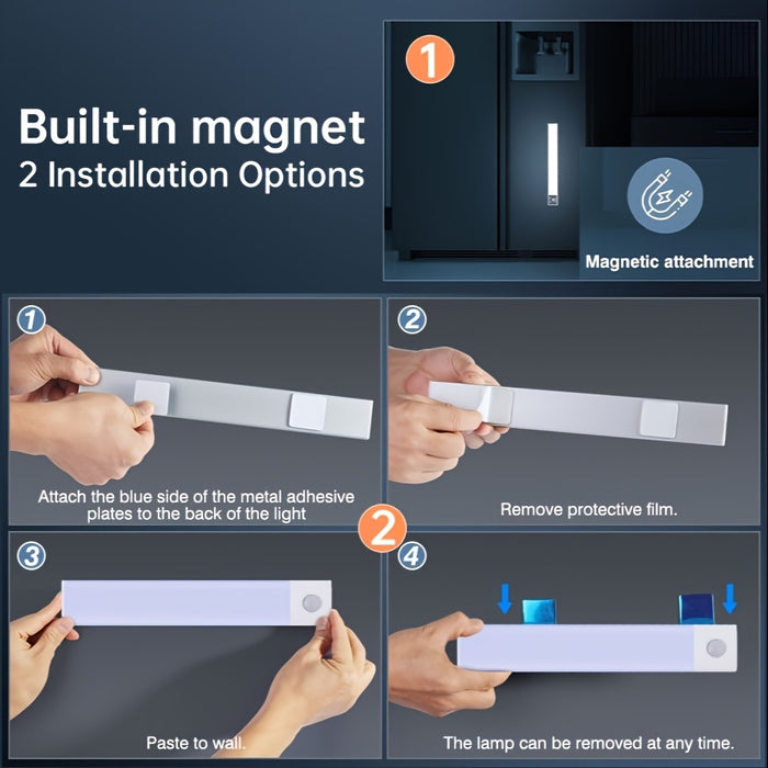 Enagua Mart Motion Sensor Under Cabinet LED Light - Rechargeable Closet Light with 3 Color Modes and Timer