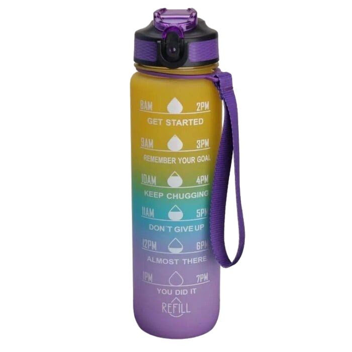 Enagua Mart 1 Liter Motivational Sport Water Bottle - Leakproof Drinking Bottle for Outdoor, Travel, Gym, and Fitness